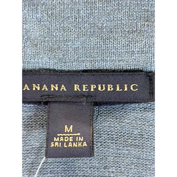 BANANA REPUBLIC Men's Blue Quarter-Zip Cotton Pullover Sweater SZ M - Picture 9 of 11